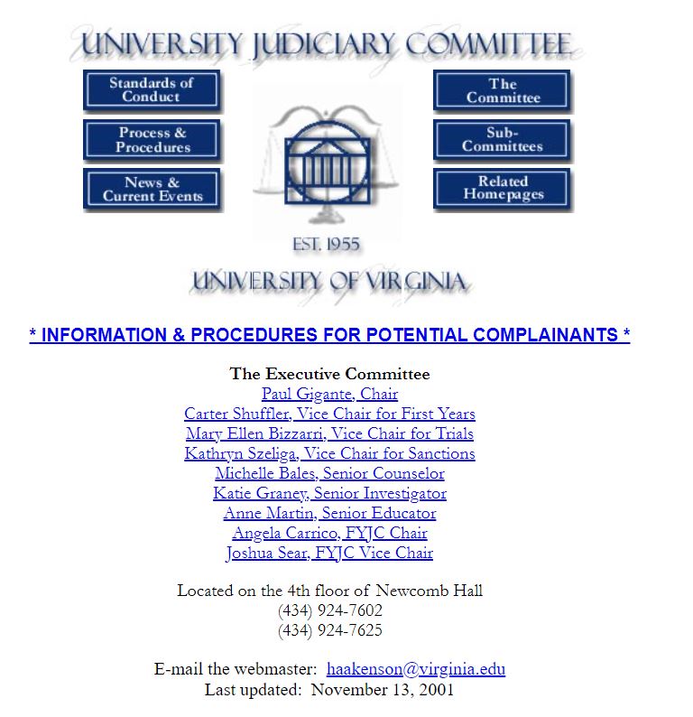 Screenshot of UJC website from 2001